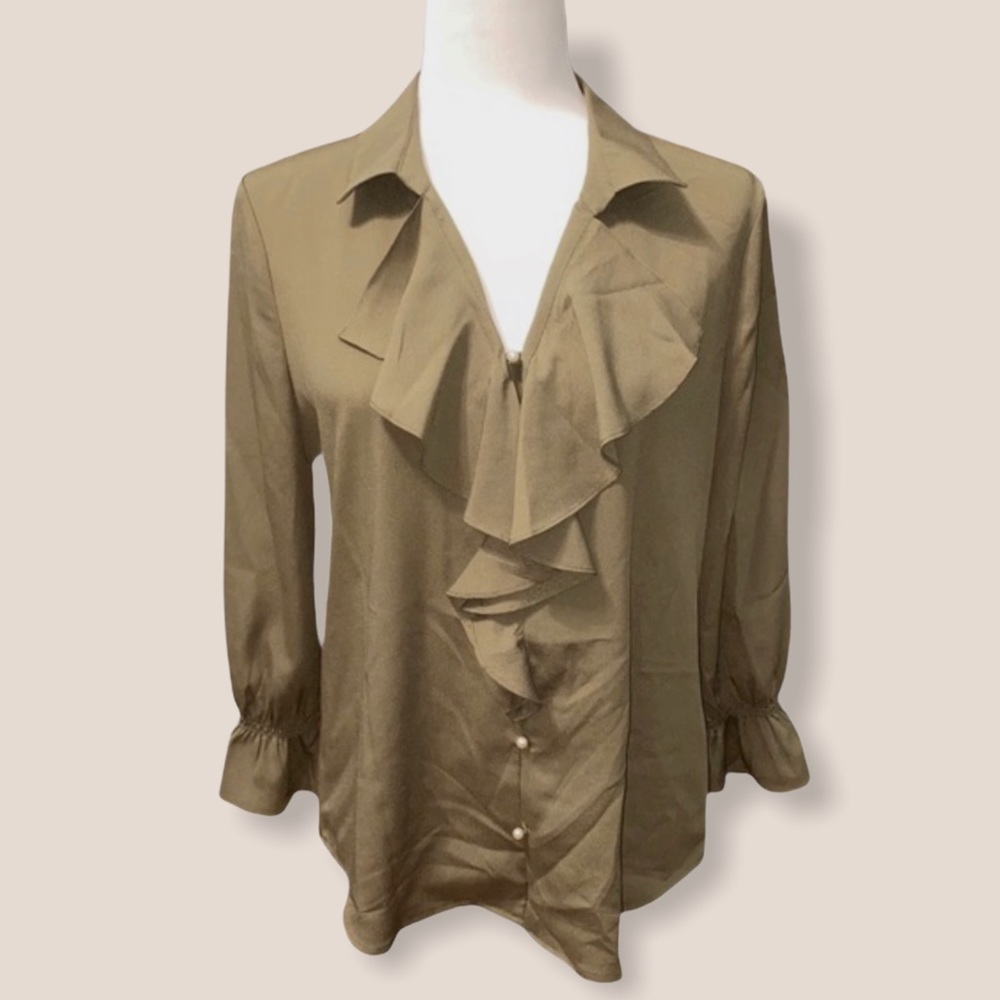 Karl Lagerfeld Paris Ruffle Faux Pearl Blouse